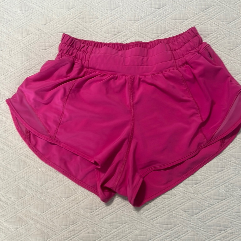 Pink Lululemon Hotty Hot shorts, 2 1/2 inch inseam, size 4